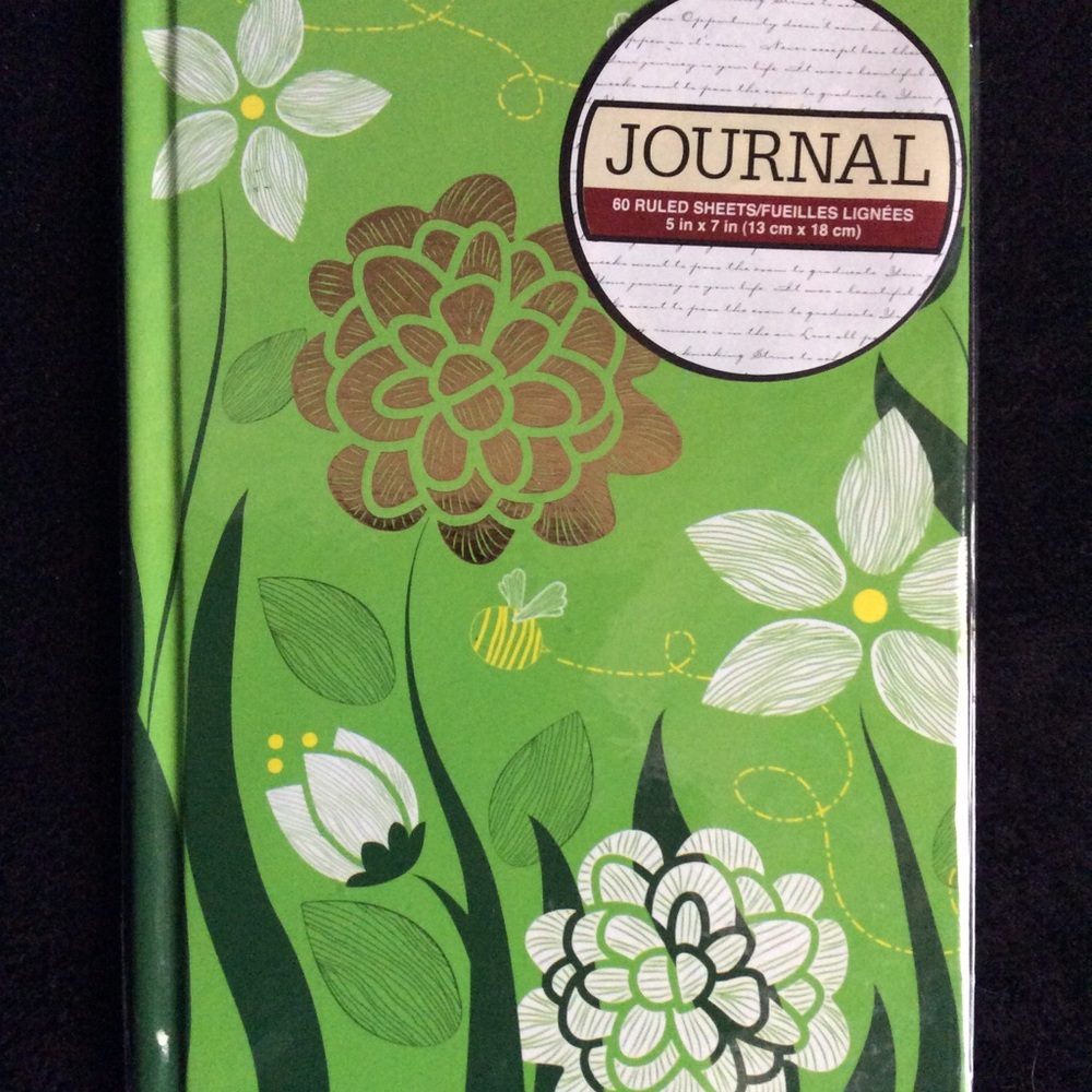 5”x 7” Bee green journal. BNIP